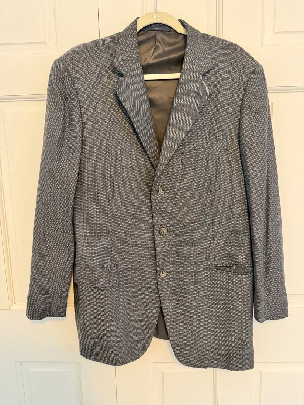Ermenegildo‎ Zegna Silk Wool Sport Coat Blazer Gray Blue Textured 44R 46R Italy